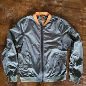 Scotch & Soda Bomber Jacket. Size Medium. Olive Green with Orange Collar.